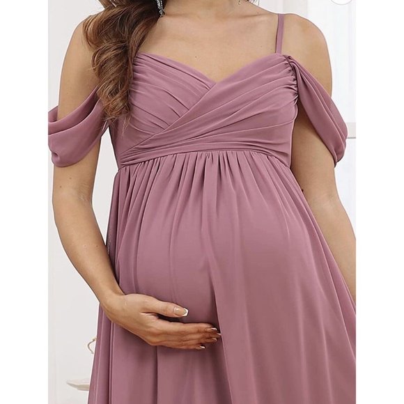 Ever-Pretty V Neck Short Sleeve Spaghetti Straps Maternity Formal Dress Size M - Picture 13 of 14